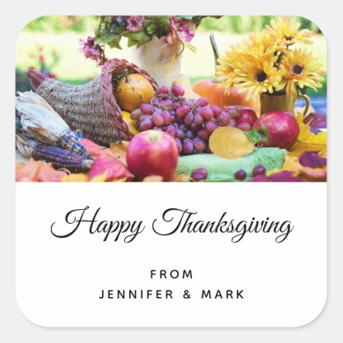 Thanksgiving Holiday Autumn Harvest Table Square Sticker