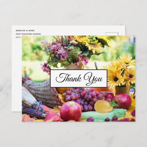 Thanksgiving Holiday Autumn Harvest Thank You Postcard