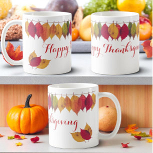 Thanksgiving Holiday Autumn Leaves Lights Custom Coffee Mug