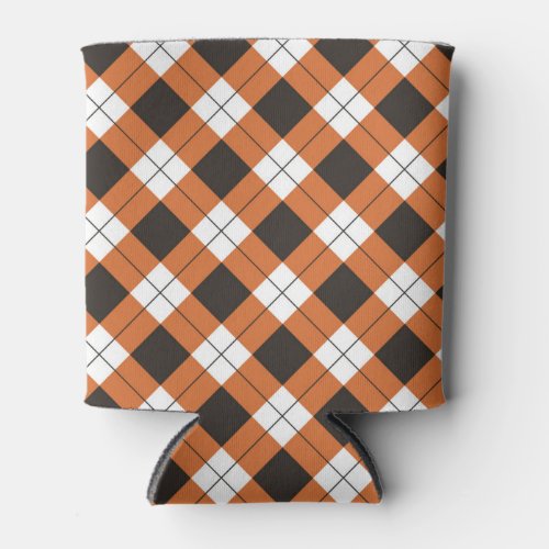 Thanksgiving Holiday Autumn Plaid Decor Pattern Can Cooler