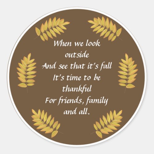 Thanksgiving Holiday Classic Round Sticker
