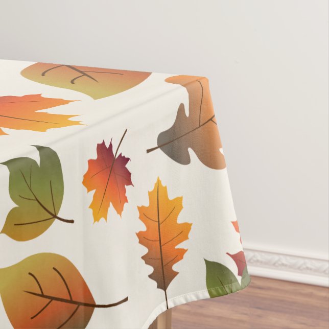 Thanksgiving Holiday Colorful Autumn Fall Leaves Tablecloth (In Situ)