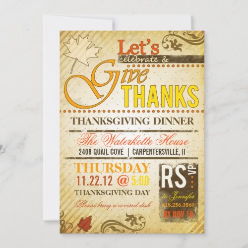 Thanksgiving Holiday Dinner Party Invitations