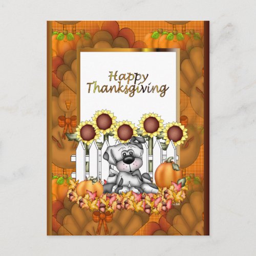 Thanksgiving holiday doggie postcard