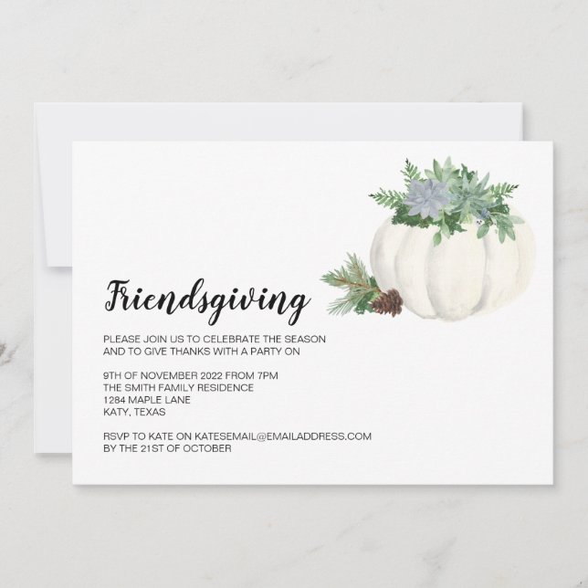 Thanksgiving Holiday Elegant Fall Friendsgiving Invitation (Front)