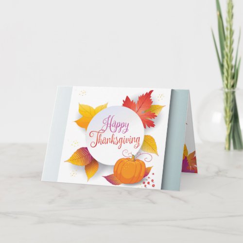 Thanksgiving Holiday Fall Gold Maple Leaves Decor Card