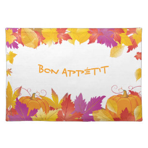 Thanksgiving Holiday Fall Maple Leaves BON APPÉTIT Cloth Placemat