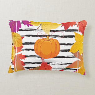 Thanksgiving Holiday Fall Maple Leaves Brush decor Accent Pillow