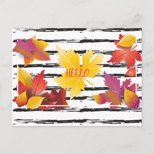 Thanksgiving Holiday Fall Maple Leaves Brush decor Postcard