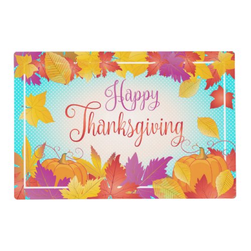 Thanksgiving Holiday Fall Maple Leaves RETRO decor Placemat