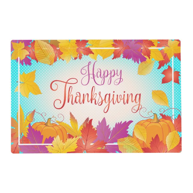 Thanksgiving Holiday Fall Maple Leaves RETRO decor Placemat (Front)