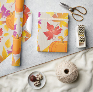 Thanksgiving Holiday Fall Maple Leaves RETRO decor Wrapping Paper