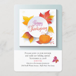 Thanksgiving Holiday Fall Maple Leaves Watercolor Invitation