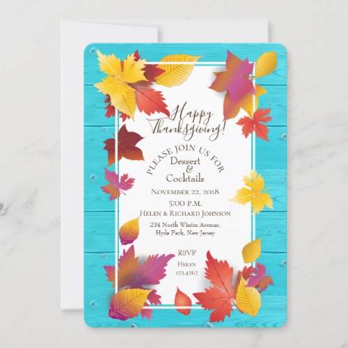 Thanksgiving Holiday Fall Maple Leaves Watercolor Invitation