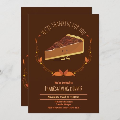 Thanksgiving Holiday Happy Pecan Pie Invitation