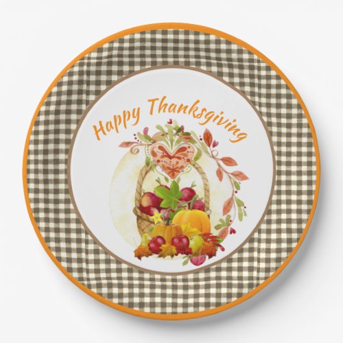 Thanksgiving Holiday Harvest Basket Paper Plates