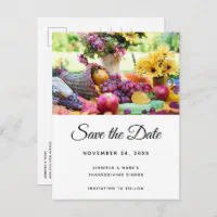 Thanksgiving Pattern Save the Date Invitation Postcard, Zazzle