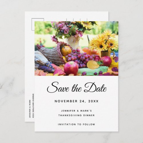 Thanksgiving Holiday Harvest Table Save the Date Invitation Postcard