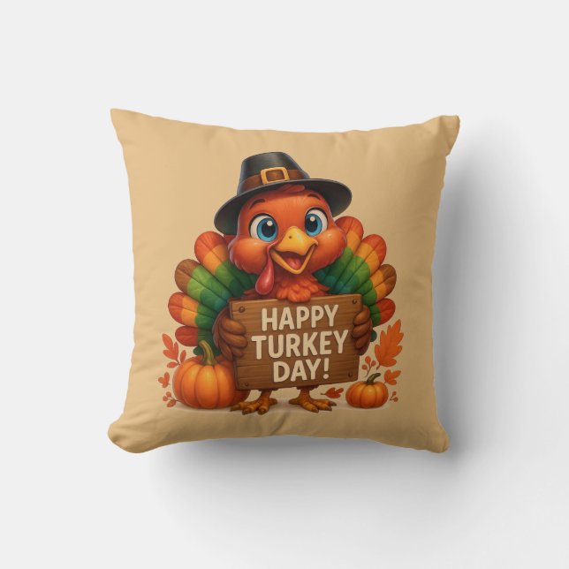 Thanksgiving Holiday Throw Pillow (Front)