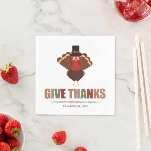 Thanksgiving Holiday Turkey Give Thanks Napkins