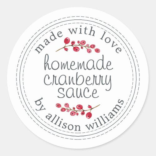 Thanksgiving Homemade Cranberry Sauce Classic Round Sticker