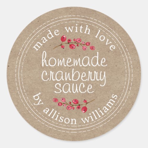 Thanksgiving Homemade Cranberry Sauce Kraft  Classic Round Sticker