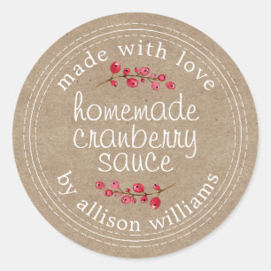 Thanksgiving Homemade Cranberry Sauce Kraft Classic Round Sticker