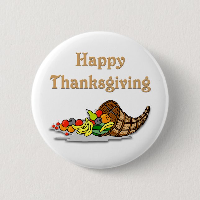 Thanksgiving Horn of Plenty Pinback Button (Front)