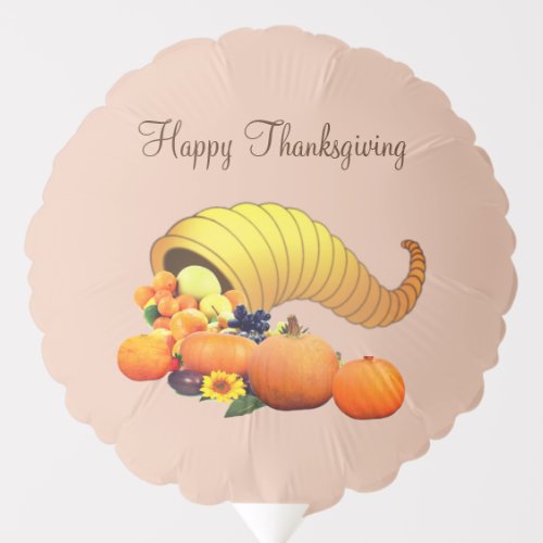 Thanksgiving Horn of Plenty with Fruits on Beige Balloon