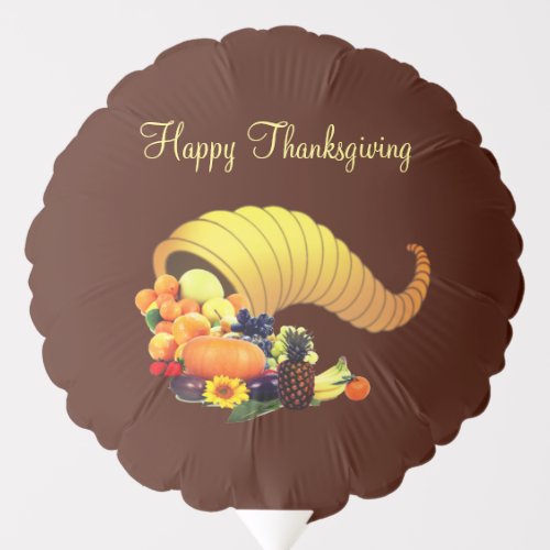 Thanksgiving Horn of Plenty with Fruits on Brown Balloon