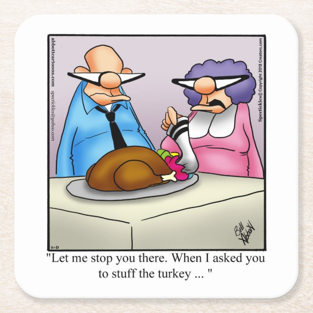 Thanksgiving Humor Bar Coasters (Front)