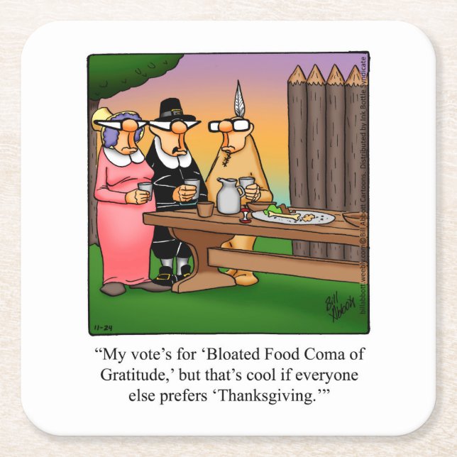 Thanksgiving Humor Bar Coasters (Front)
