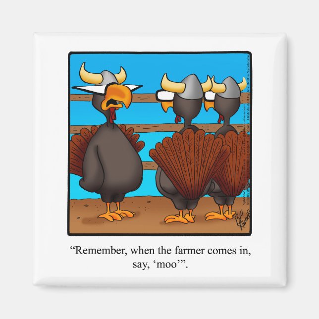 Thanksgiving Humor "Just Sat Moo" Magnet Gift (Front)