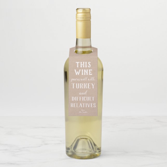 Thanksgiving Humor Wine Tags (On Bottle)