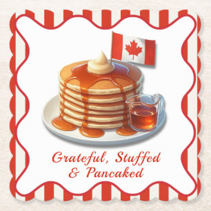 Thanksgiving Humour Canada Maple Pancakes & Fall Paper Coaster