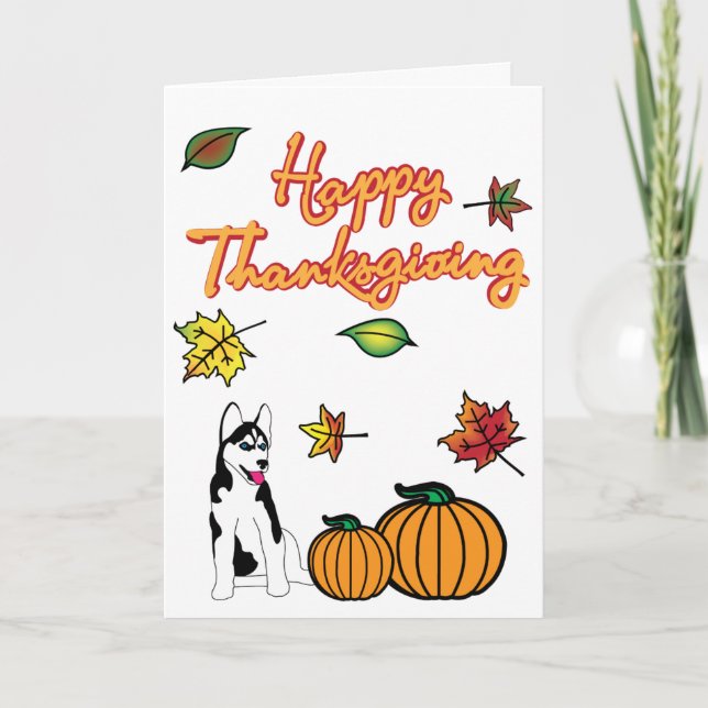 Thanksgiving Husky Greeting Card (Front)