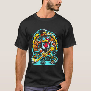 Thanksgiving Ice Hockey Turkey Day Fall  T-Shirt