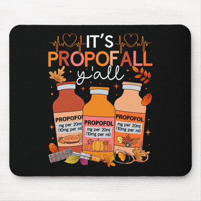 Thanksgiving Icu Nurse Propofol Fall Scrub Top Wom Mouse Pad (Front)