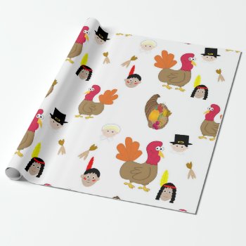 Thanksgiving Illustrated Wrapping Paper by karenfoleyphoto at Zazzle