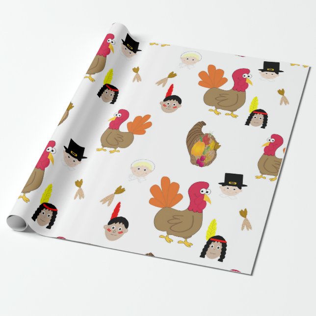Thanksgiving illustrated wrapping paper (Unrolled)