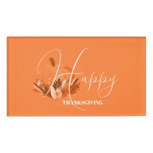 Thanksgiving in Orange Name Tag