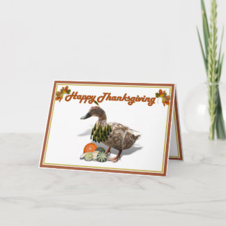 Thanksgiving Indian Girl Duck Holiday Card