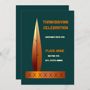 Thanksgiving Indian Headdress Invitation