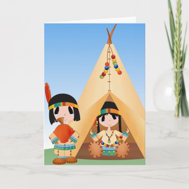 Thanksgiving Indians Greeting Card (Front)