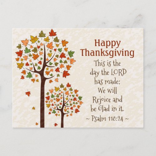 Thanksgiving Inspirational Bible Psalm 11824 Postcard