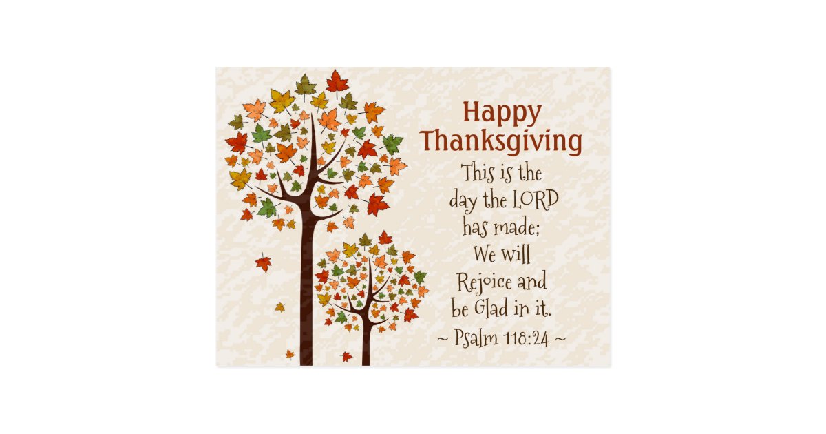 Thanksgiving Inspirational Bible Psalm 118:24 Postcard ...