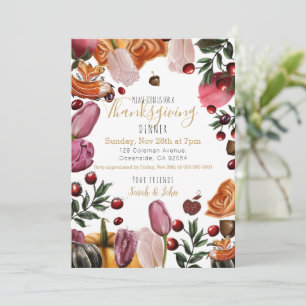 Thanksgiving Invitation colorful floral