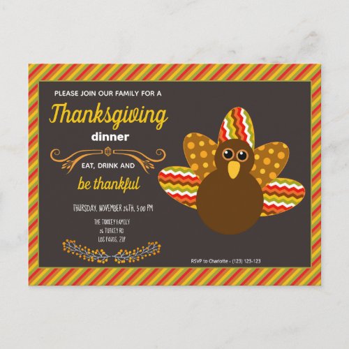  Thanksgiving invitation fully customizable Postcard