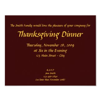 Thanksgiving Invitation (Humorous 2 - Personalize)