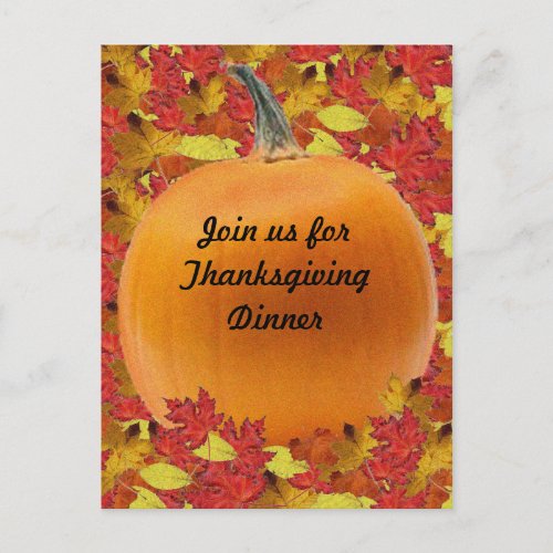 Thanksgiving Invitation Post Card Template